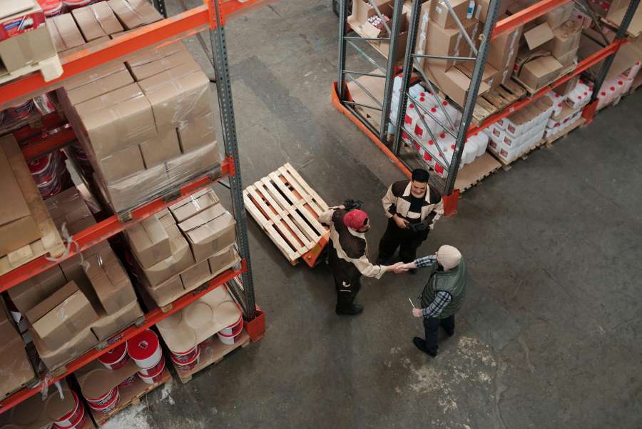 Staff at an inventory warehouse