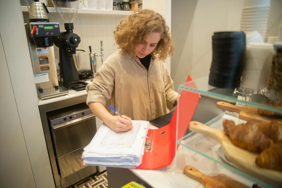 Lady doing inventory manually