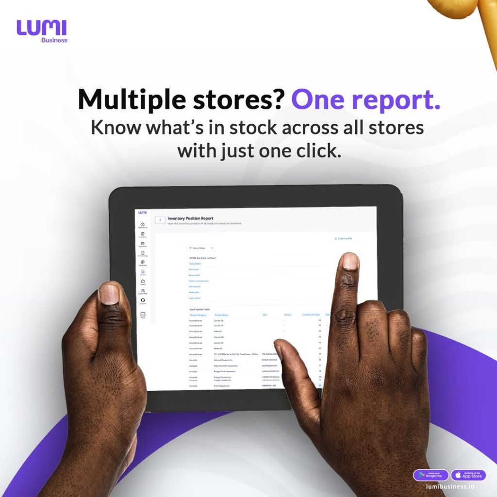 manage stock across multiple stores in Nigeria using Lumi Business