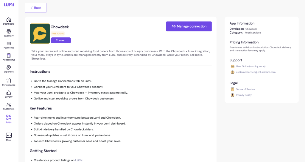 Chowdeck Integration